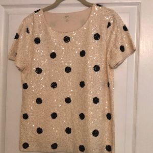 Cream and black sequin top
